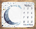 Moon Baby Milestone Blanket Boy, Personalized Name Month Blanket, First Year Calendar Monthly Growth Mat, I Love You to the Moon and Back