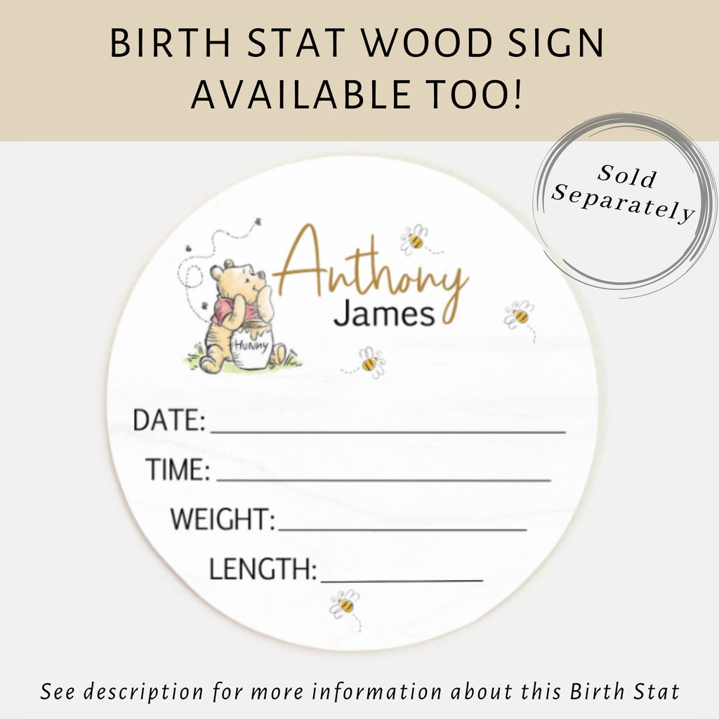 Classic Winnie Bear Baby Milestone Blanket Boy, First Year Calendar Monthly Growth Blanket Girl, Personalized Name Month Baby Shower Gift