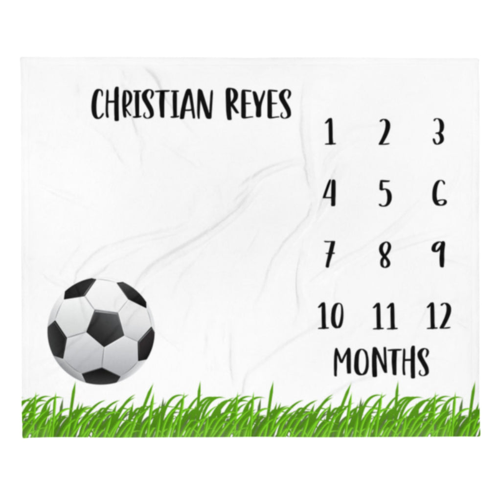 Football Baby Milestone Blanket, Soccer Monthly Calendar Growth Blanket, Sports Team Nursery, Baby Boy Month Blanket, Baby Shower Gift