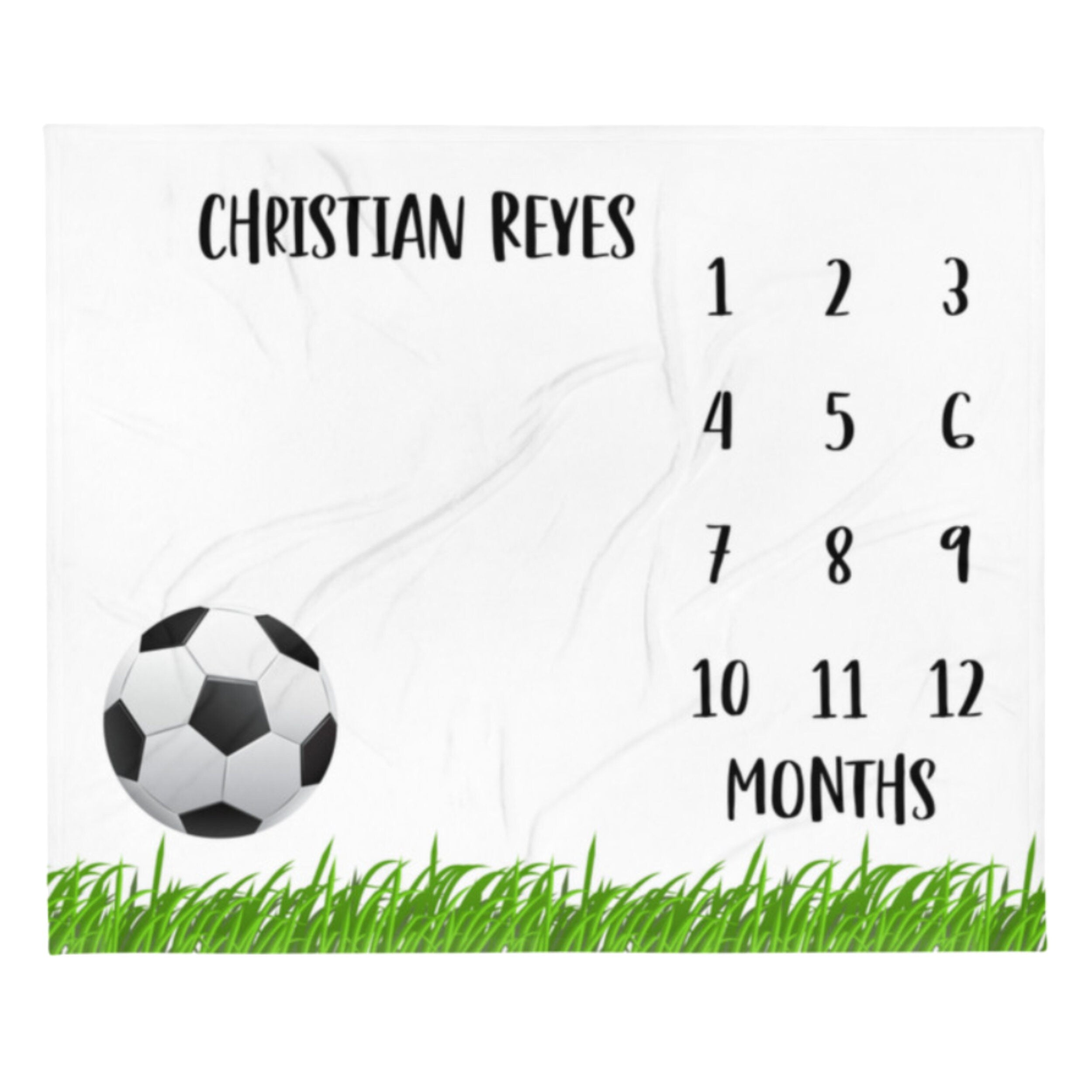 Football Baby Milestone Blanket, Soccer Monthly Calendar Growth Blanket, Sports Team Nursery, Baby Boy Month Blanket, Baby Shower Gift