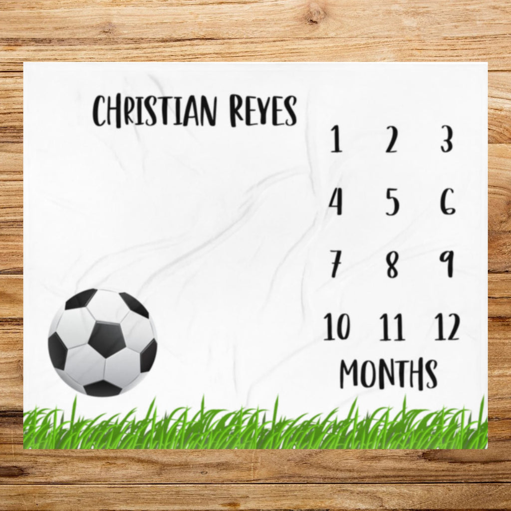 Football Baby Milestone Blanket, Soccer Monthly Calendar Growth Blanket, Sports Team Nursery, Baby Boy Month Blanket, Baby Shower Gift