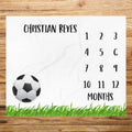 Football Baby Milestone Blanket, Soccer Monthly Calendar Growth Blanket, Sports Team Nursery, Baby Boy Month Blanket, Baby Shower Gift