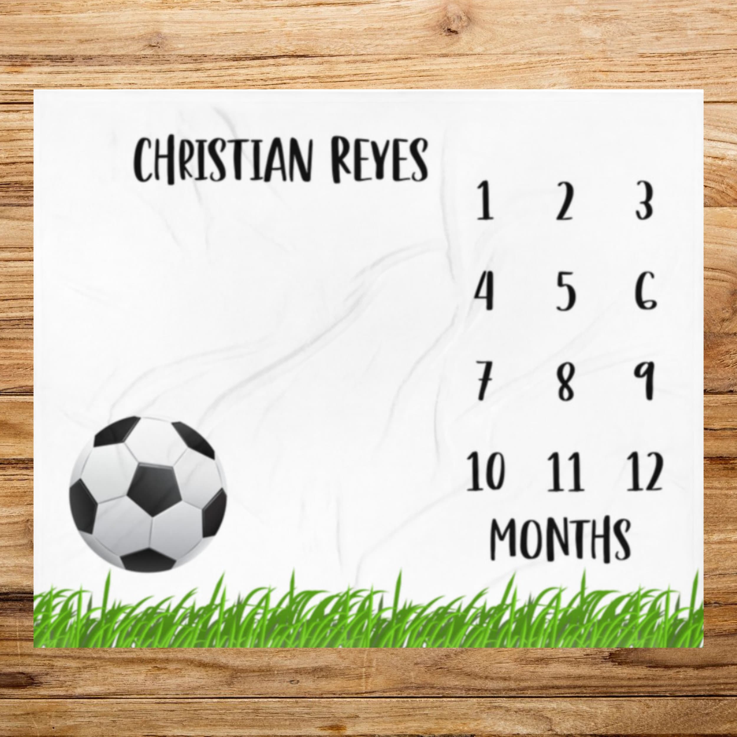Football Baby Milestone Blanket, Soccer Monthly Calendar Growth Blanket, Sports Team Nursery, Baby Boy Month Blanket, Baby Shower Gift