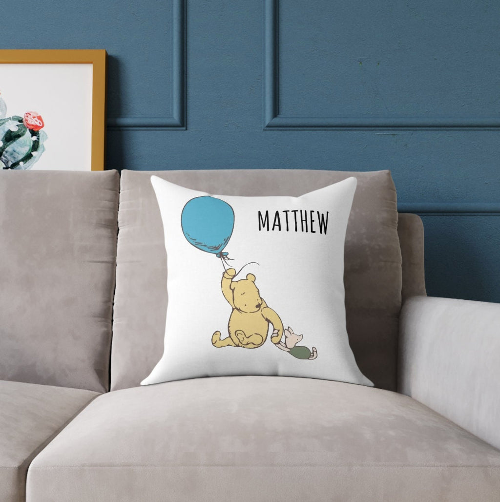 Personalized Vintage Bear Pillow, Nursery Decor, Baby Bear Pillowcase, Artisan Name Throw Pillow, Newborn Baby Shower Gift