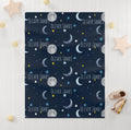 Personalized Baby Blanket Boy, Moon Stars Custom Name Throw, I Love You to the Moon and Back, Newborn Hospital Photo Mat, Baby Shower Gift