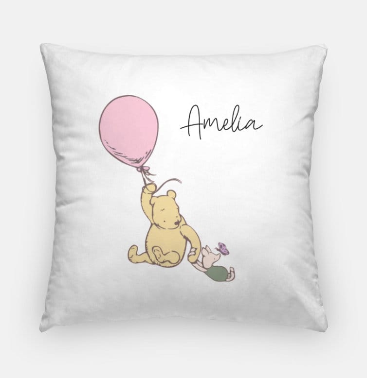 Personalized Vintage Bear Pillow, Nursery Decor, Baby Bear Pillowcase, Artisan Name Throw Pillow, Newborn Baby Shower Gift