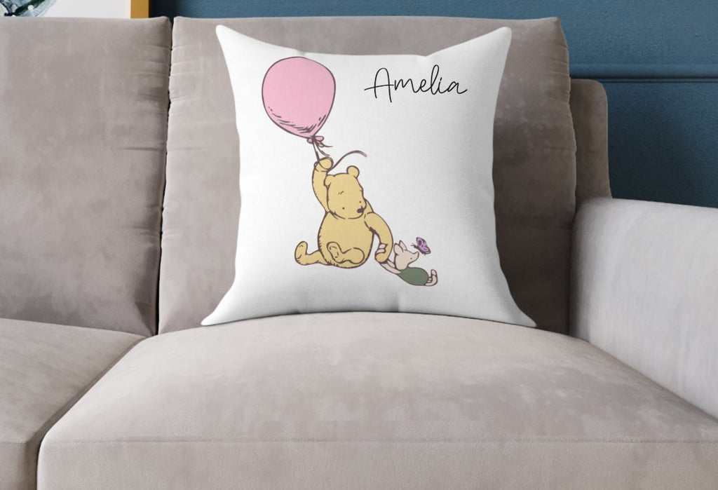 Personalized Vintage Bear Pillow, Nursery Decor, Baby Bear Pillowcase, Artisan Name Throw Pillow, Newborn Baby Shower Gift