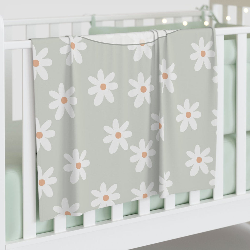 Sage Daisy Baby Milestone Blanket Girl, Daisy Floral Monthly Growth Chart, Personalized Custom Name Month Blanket, Neutral Baby Shower Gift