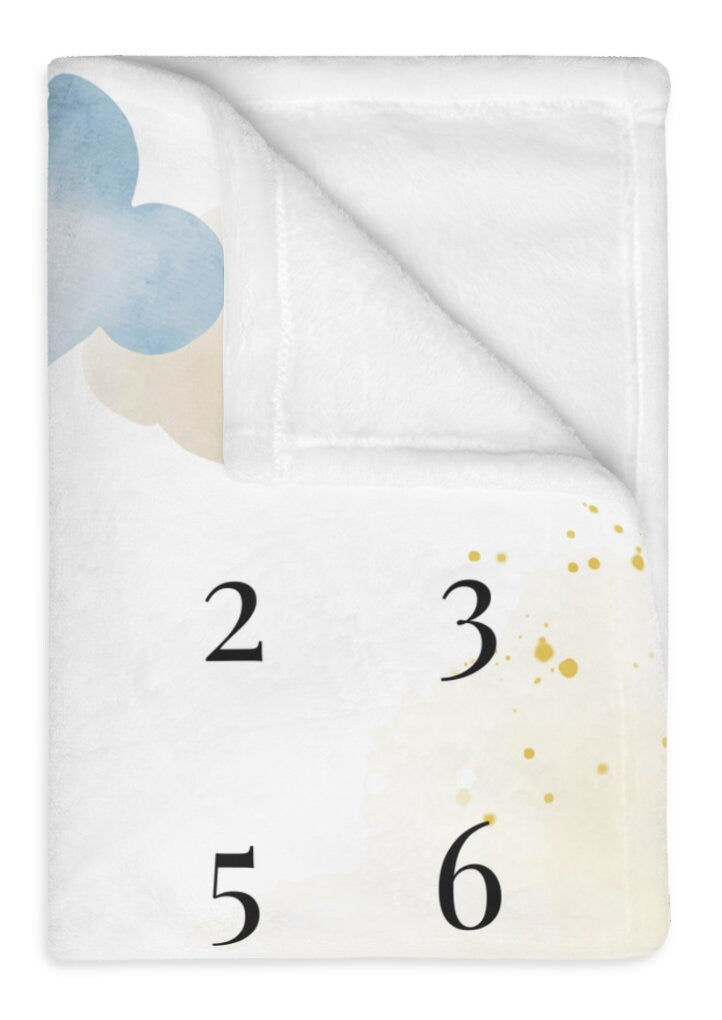 Classic Pooh Bear Baby Milestone Blanket Boy, First Year Calendar Monthly Growth Mat, Personalized Bear Name Month Blanket, Baby Shower Gift