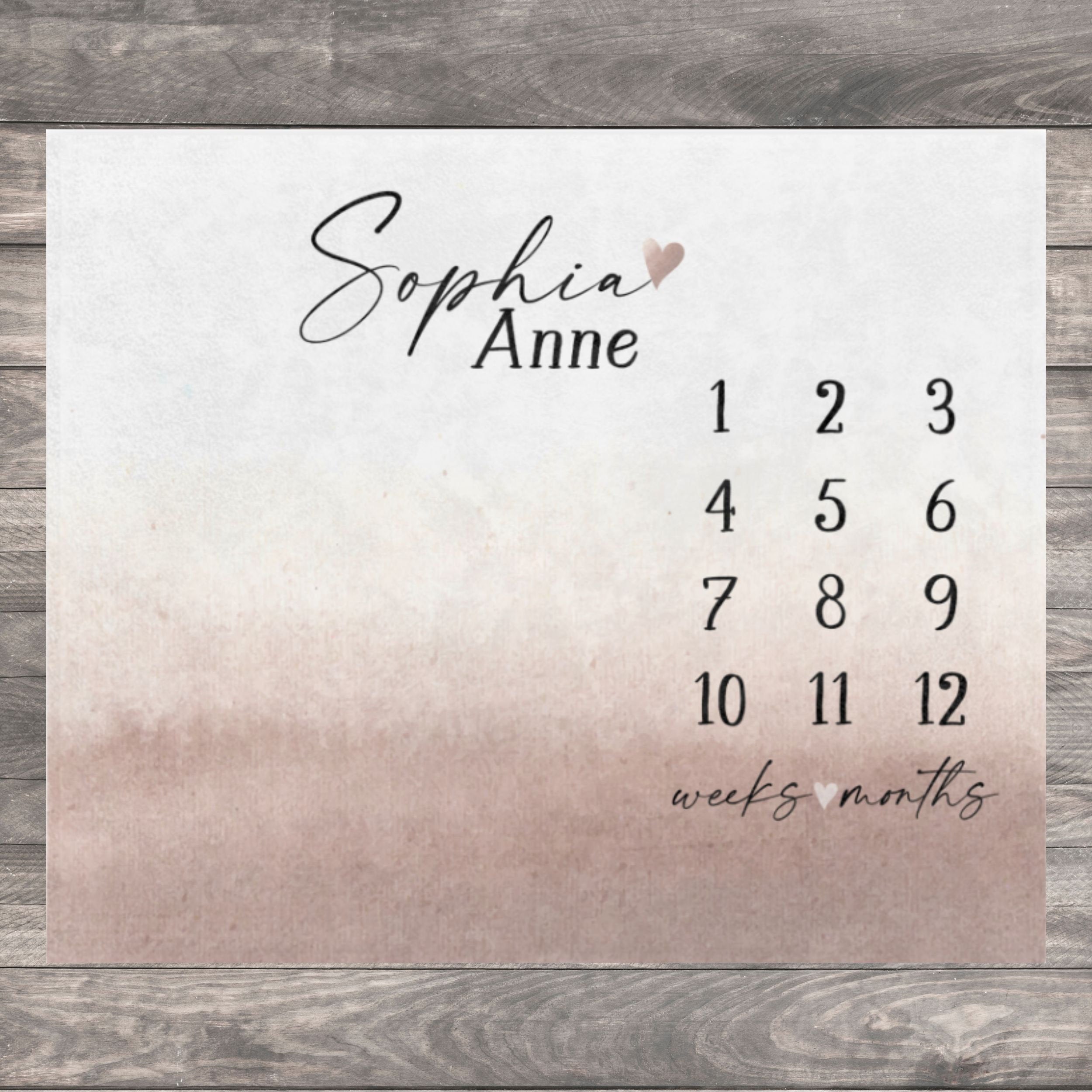 Baby Milestone Blanket Girl, First Year Calendar Monthly Growth Blanket, Personalized Name Month Mat, Newborn Girl Blanket, Baby Shower Gift