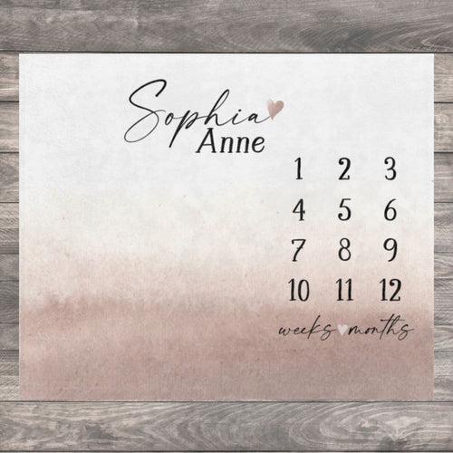 Baby Milestone Blanket Girl, First Year Calendar Monthly Growth Blanket, Personalized Name Month Mat, Newborn Girl Blanket, Baby Shower Gift