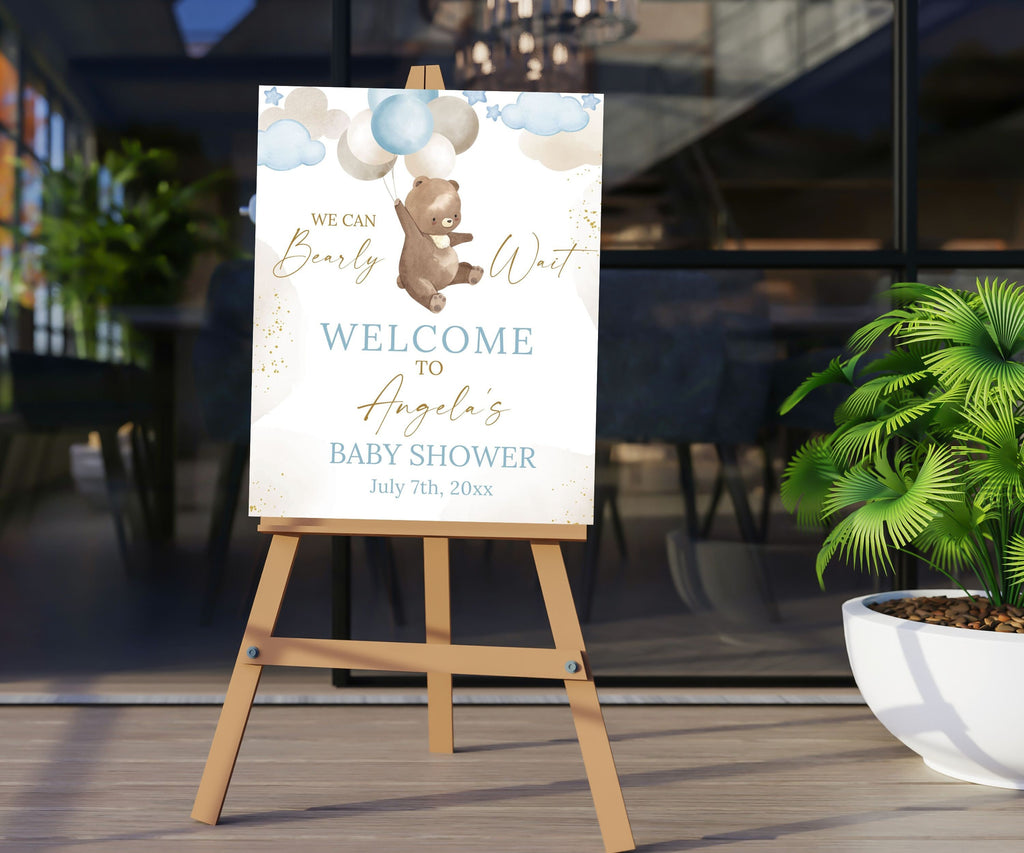 Teddy Bear Baby Shower Welcome Sign, We Can Bearly Wait Baby Shower Decor, Neutral Baby Shower, Foam Board, Bear Welcome Poster