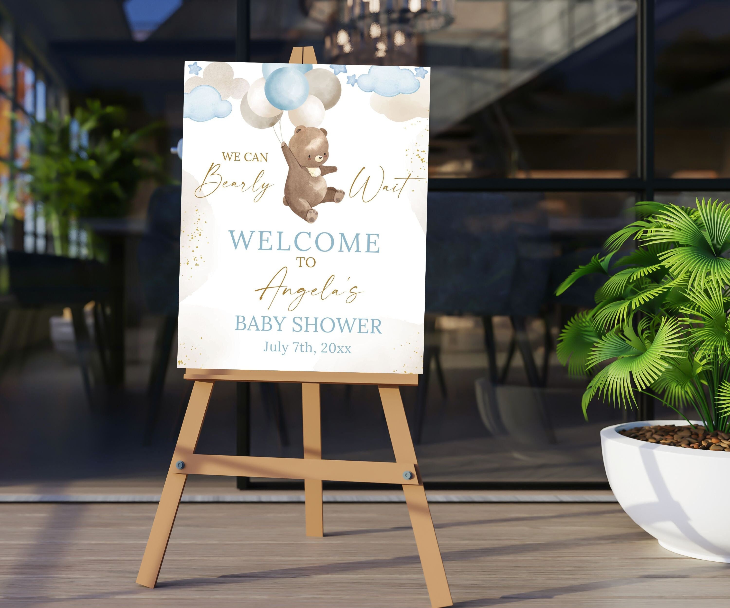 Teddy Bear Baby Shower Welcome Sign, We Can Bearly Wait Baby Shower Decor, Neutral Baby Shower, Foam Board, Bear Welcome Poster