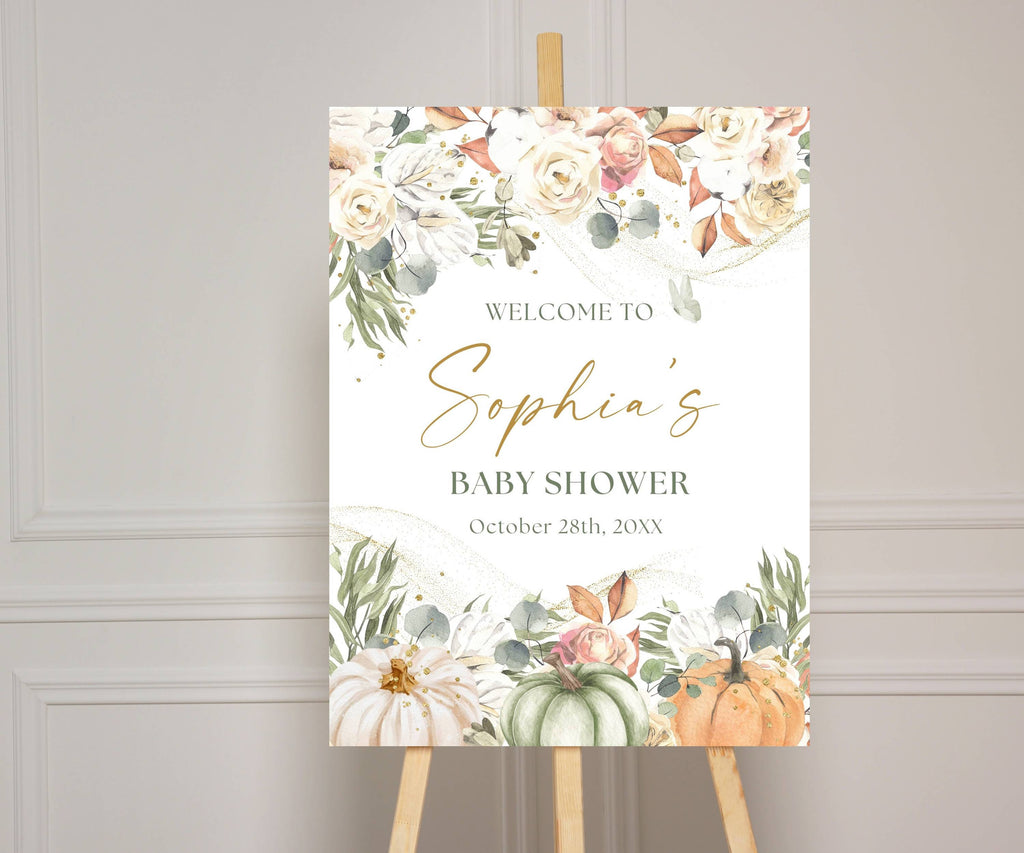 Fall Pumpkin Baby Shower Welcome Sign, A Little Pumpkin is on the Way Poster, Autumn Baby Shower, Gender Neutral Baby Shower Foam Board