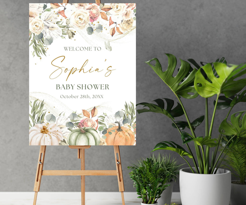 Fall Pumpkin Baby Shower Welcome Sign, A Little Pumpkin is on the Way Poster, Autumn Baby Shower, Gender Neutral Baby Shower Foam Board
