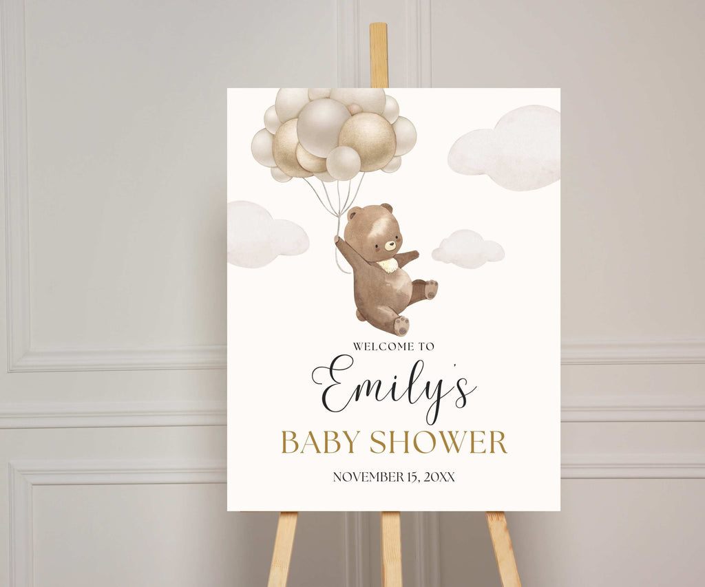 Teddy Bear Baby Shower Welcome Sign, We Can Bearly Wait Bear Baby Party Poster, Printed Gender Neutral Baby Shower Decor, Bear Baby Sprinkle