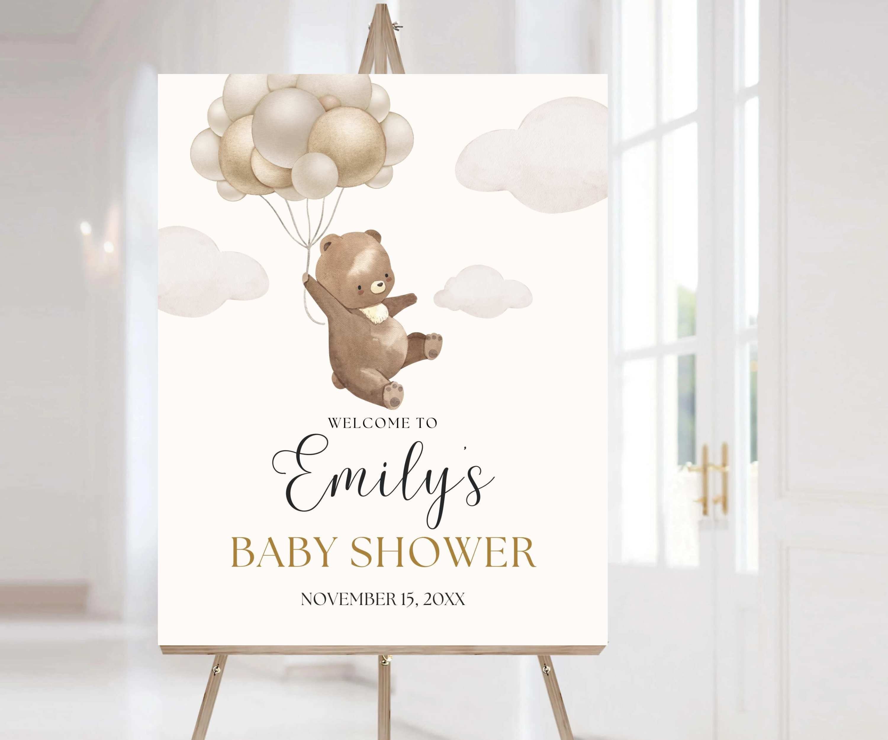 Teddy Bear Baby Shower Welcome Sign, We Can Bearly Wait Bear Baby Party Poster, Printed Gender Neutral Baby Shower Decor, Bear Baby Sprinkle