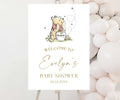 Vintage Winnie Baby Shower Welcome Sign, Bear Poster, Gender Neutral Party Decor, Bear Baby Sprinkle, Storybook Hundred Acre Wood Decor