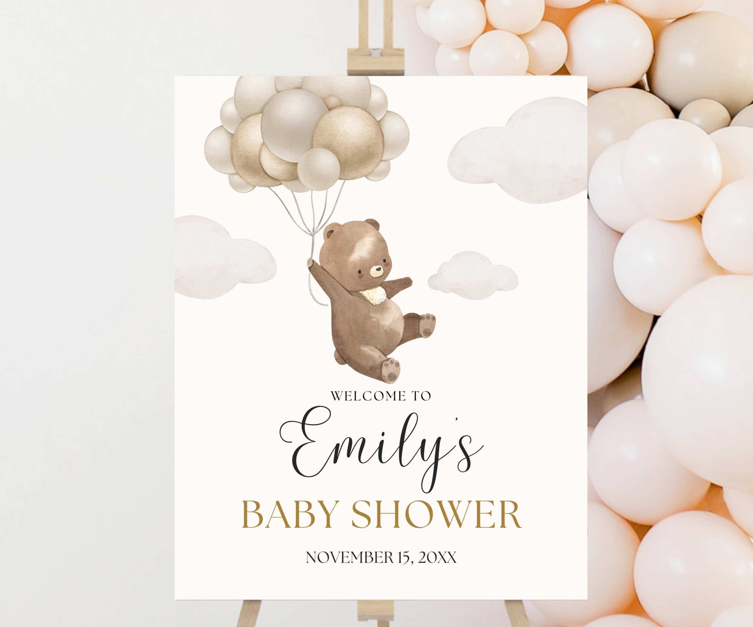 Teddy Bear Baby Shower Welcome Sign, We Can Bearly Wait Bear Baby Party Poster, Printed Gender Neutral Baby Shower Decor, Bear Baby Sprinkle
