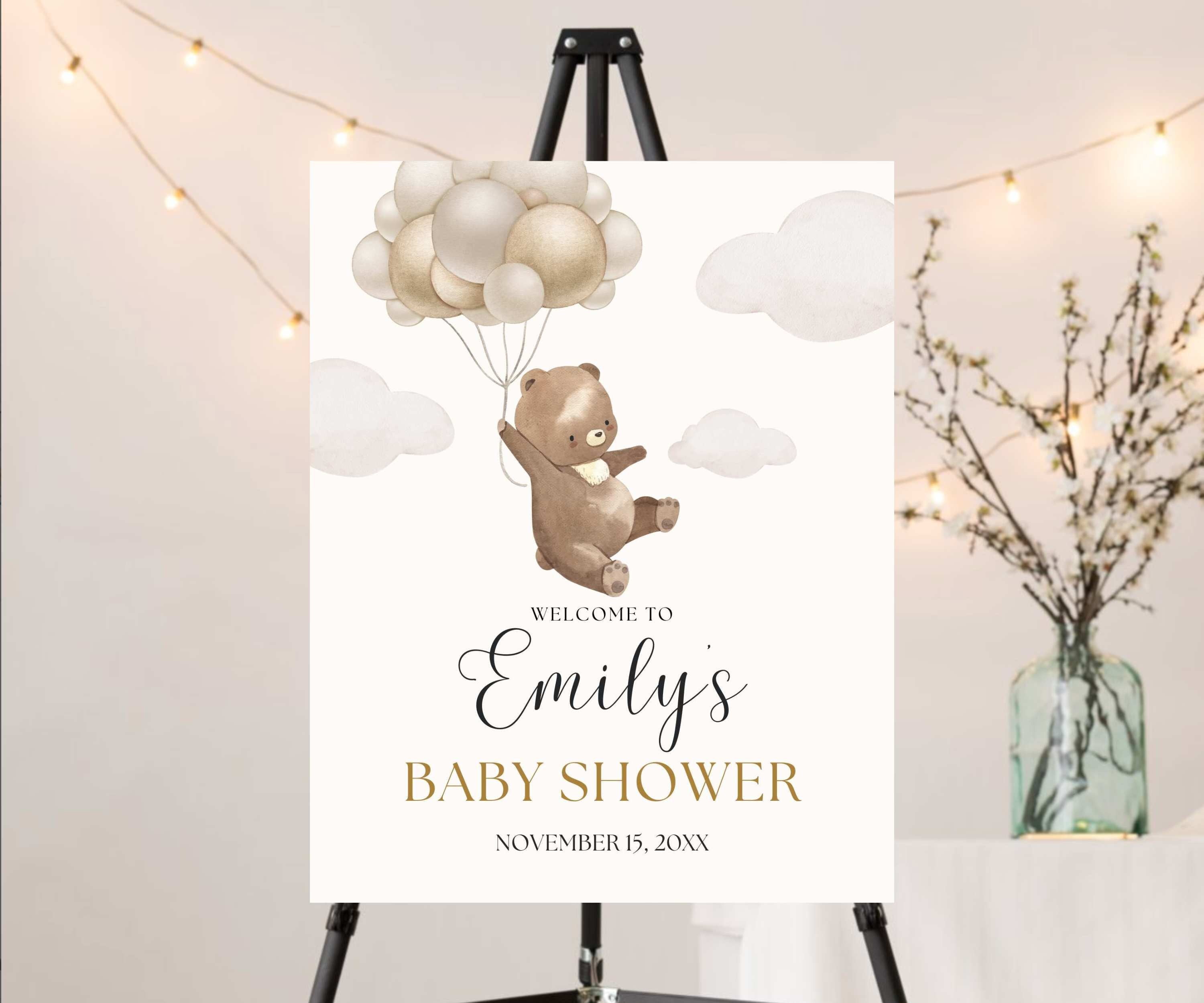 Teddy Bear Baby Shower Welcome Sign, We Can Bearly Wait Bear Baby Party Poster, Printed Gender Neutral Baby Shower Decor, Bear Baby Sprinkle