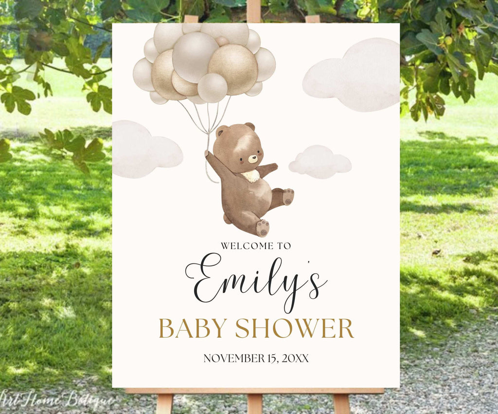 Teddy Bear Baby Shower Welcome Sign, We Can Bearly Wait Bear Baby Party Poster, Printed Gender Neutral Baby Shower Decor, Bear Baby Sprinkle