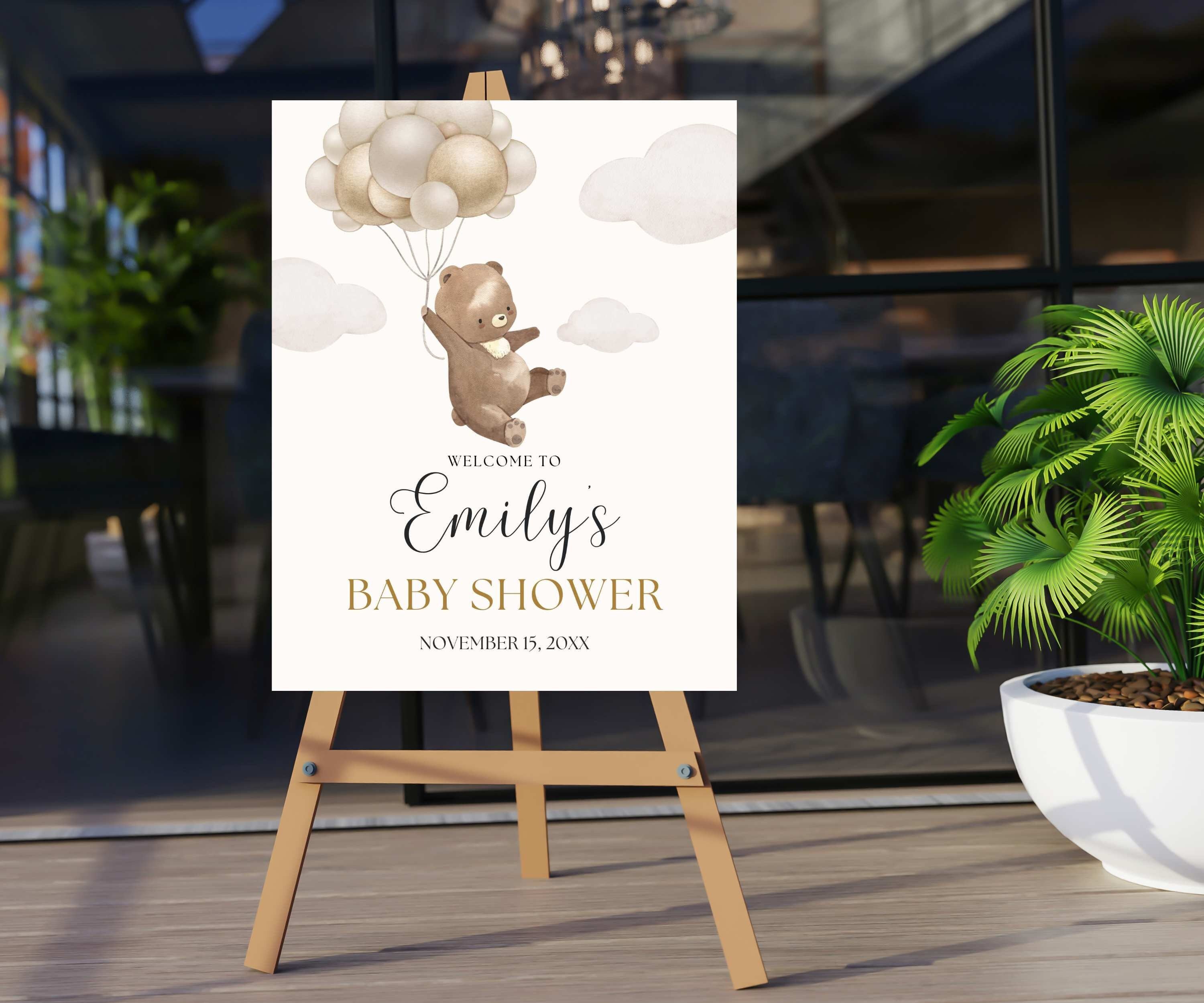 Teddy Bear Baby Shower Welcome Sign, We Can Bearly Wait Bear Baby Party Poster, Printed Gender Neutral Baby Shower Decor, Bear Baby Sprinkle