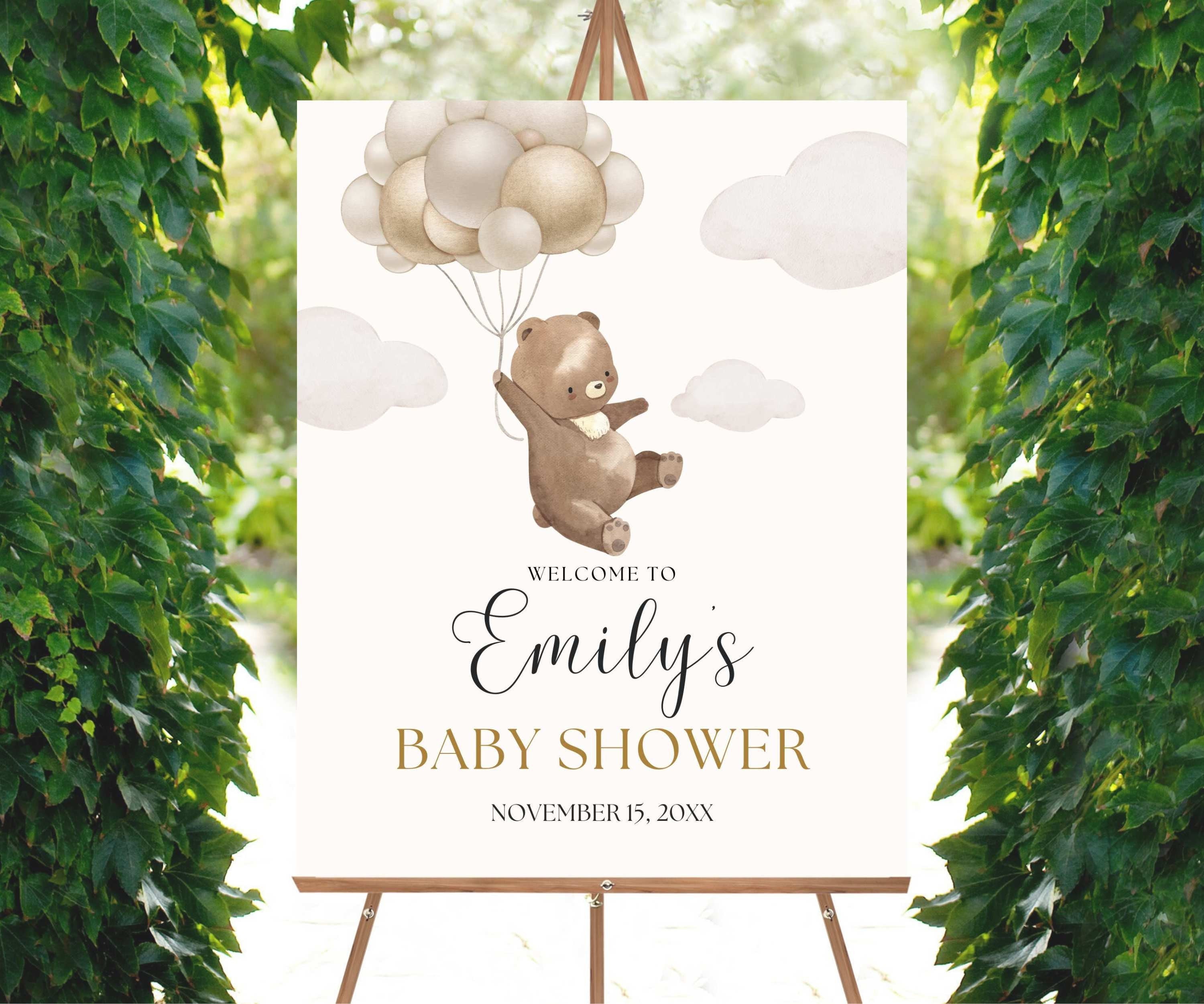 Teddy Bear Baby Shower Welcome Sign, We Can Bearly Wait Bear Baby Party Poster, Printed Gender Neutral Baby Shower Decor, Bear Baby Sprinkle