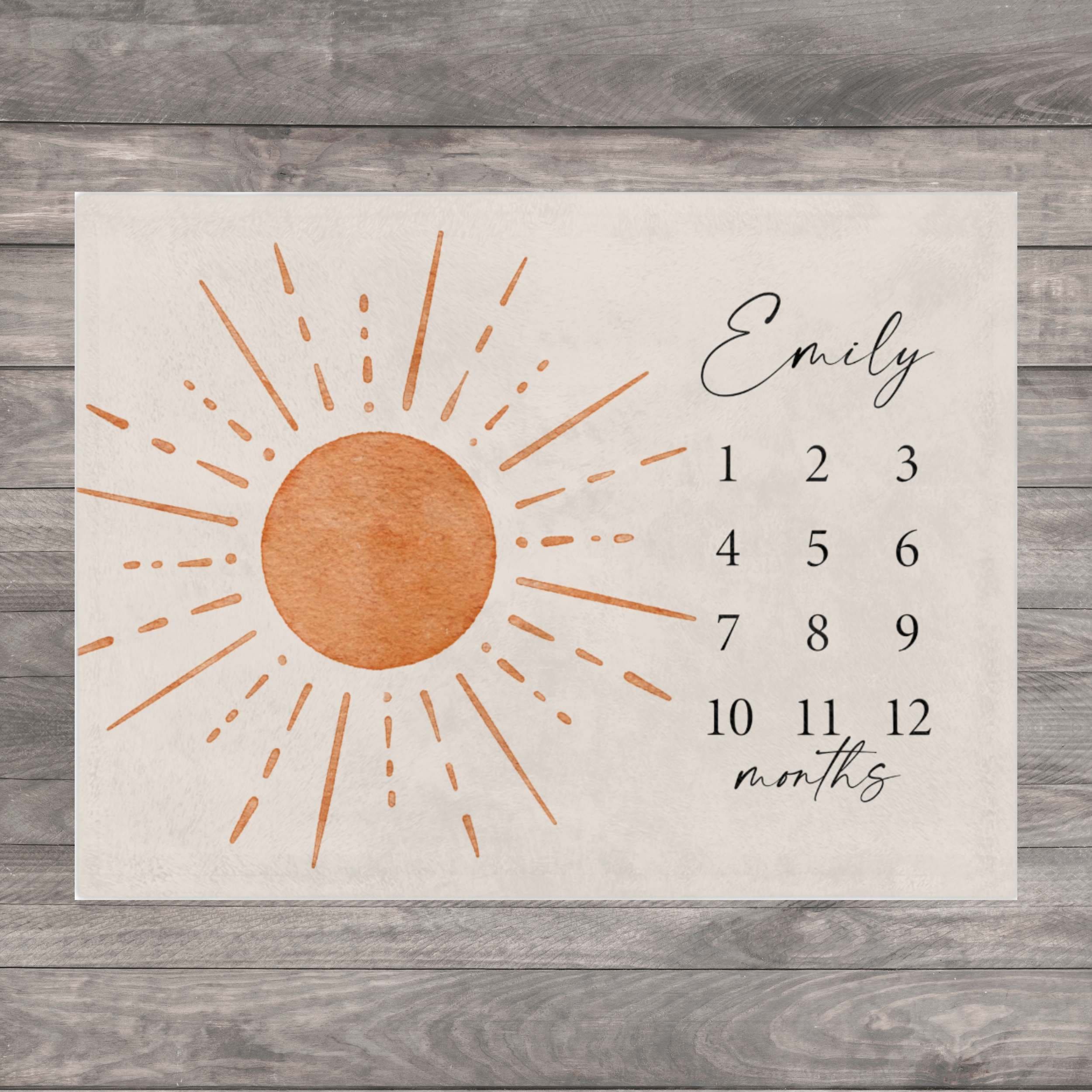 Sun Baby Milestone Blanket, Boho Month Blanket, Sunshine Nursery Decor, Gender Neutral Baby Growth Blanket, Personalized Newborn Gift