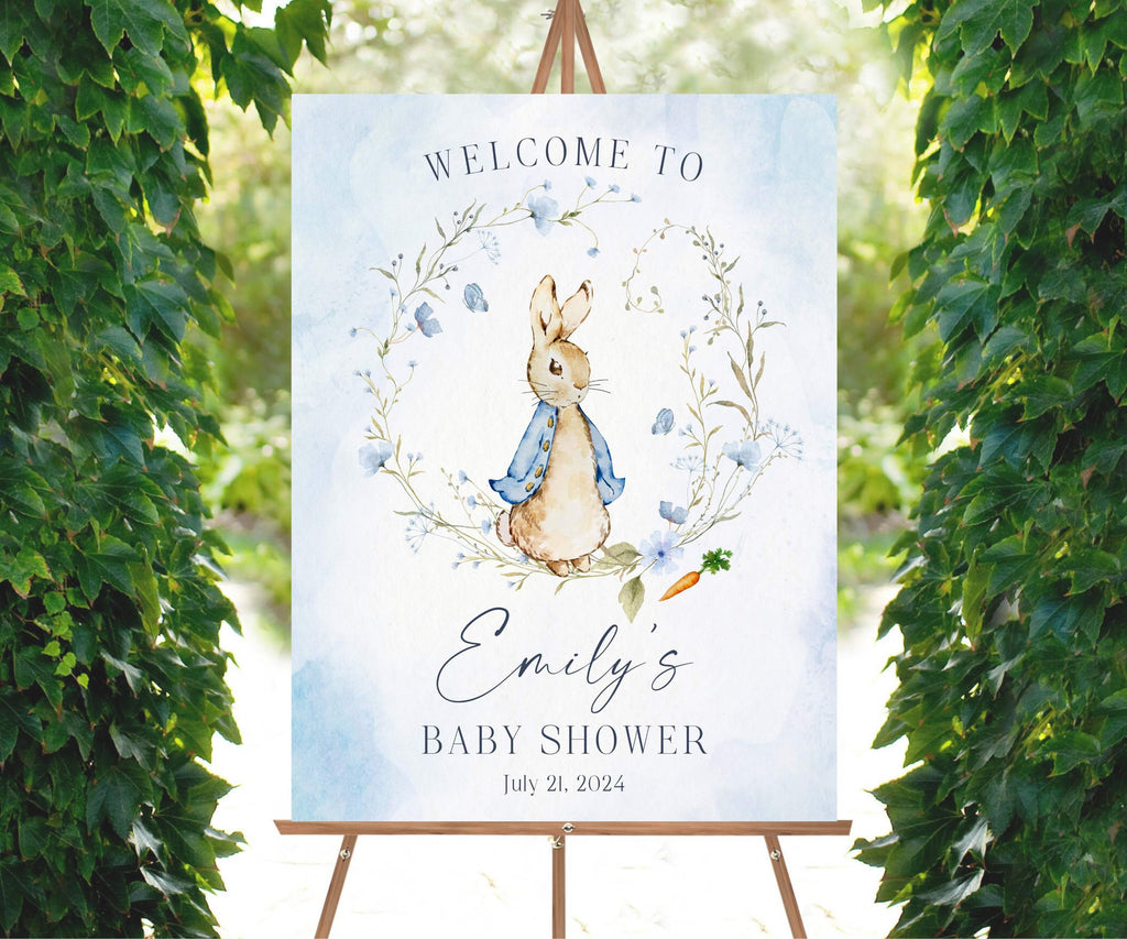Storybook Rabbit Baby Shower Welcome Sign, Some Bunny Rabbit Party Poster, Classic Rabbit Baby Sprinkle Sign, A Little Bunny is on the Way