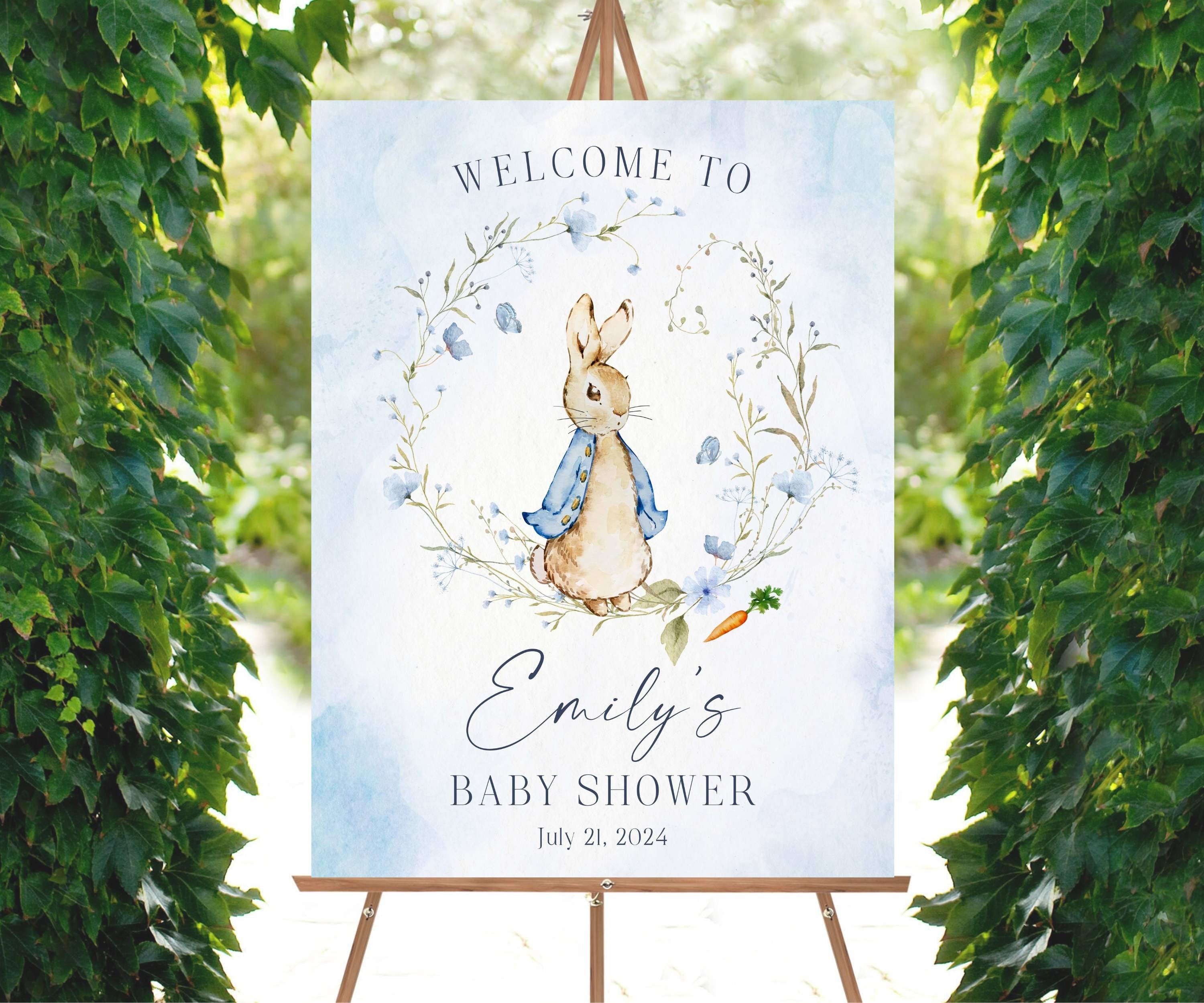 Storybook Rabbit Baby Shower Welcome Sign, Some Bunny Rabbit Party Poster, Classic Rabbit Baby Sprinkle Sign, A Little Bunny is on the Way