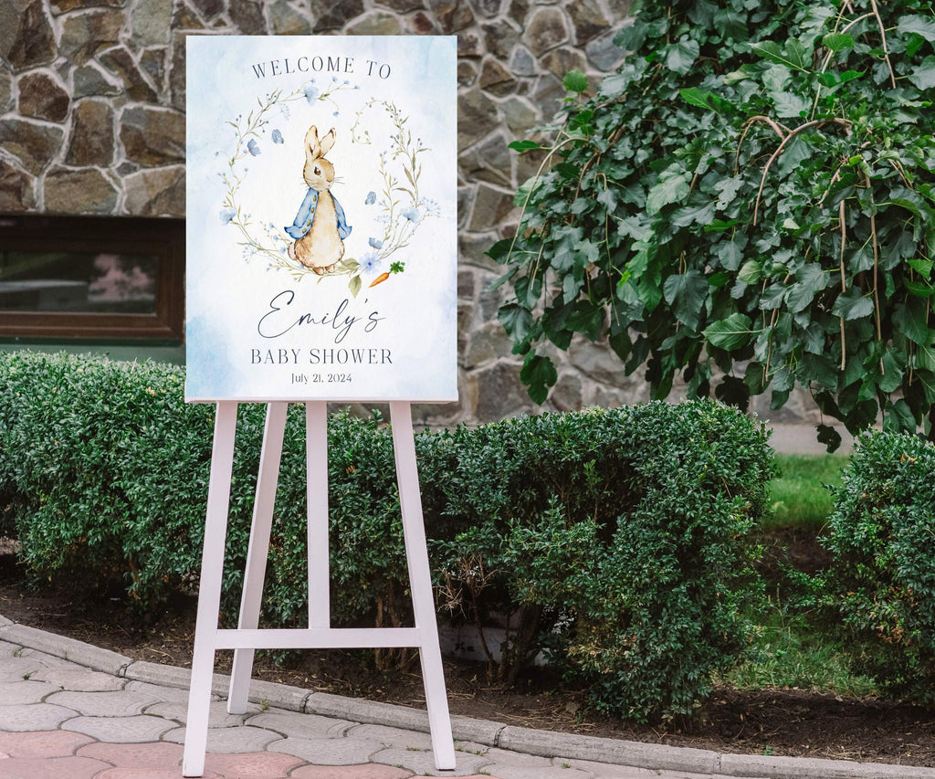 Storybook Rabbit Baby Shower Welcome Sign, Some Bunny Rabbit Party Poster, Classic Rabbit Baby Sprinkle Sign, A Little Bunny is on the Way