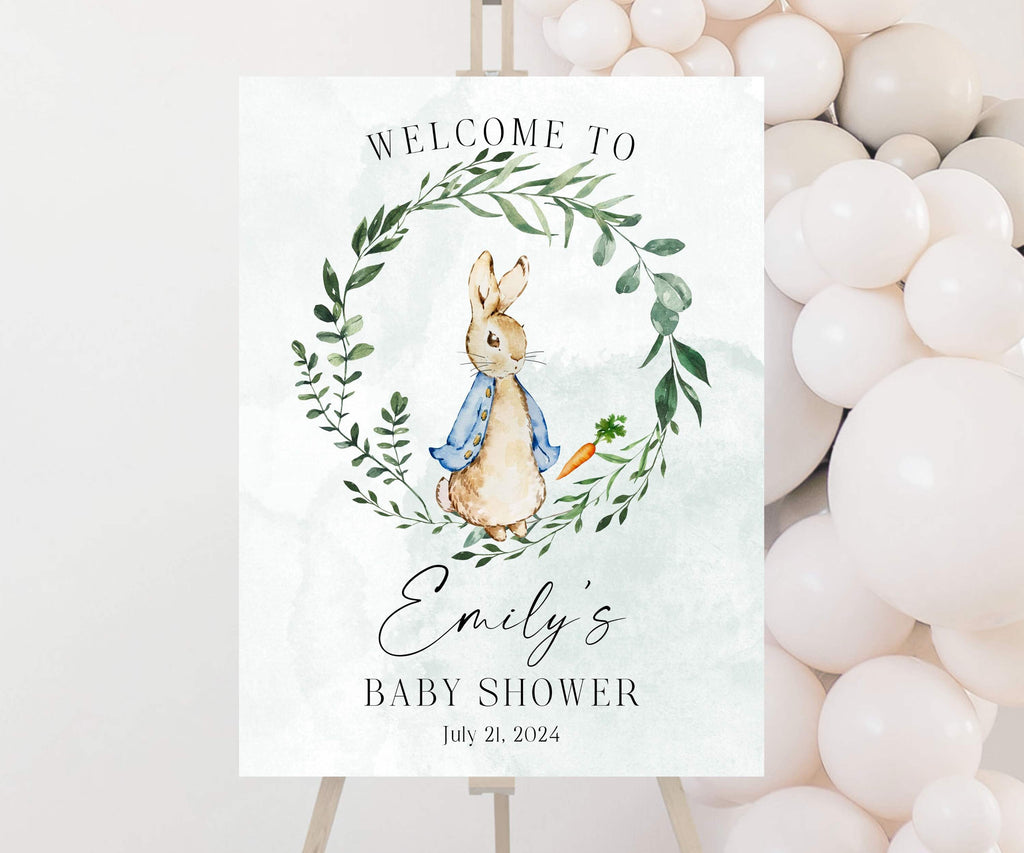Vintage Rabbit Baby Shower Welcome Sign, Some Bunny Shower Poster, Sage Green Printed Foam Board, Neutral Baby Sprinkle, Storybook Sign