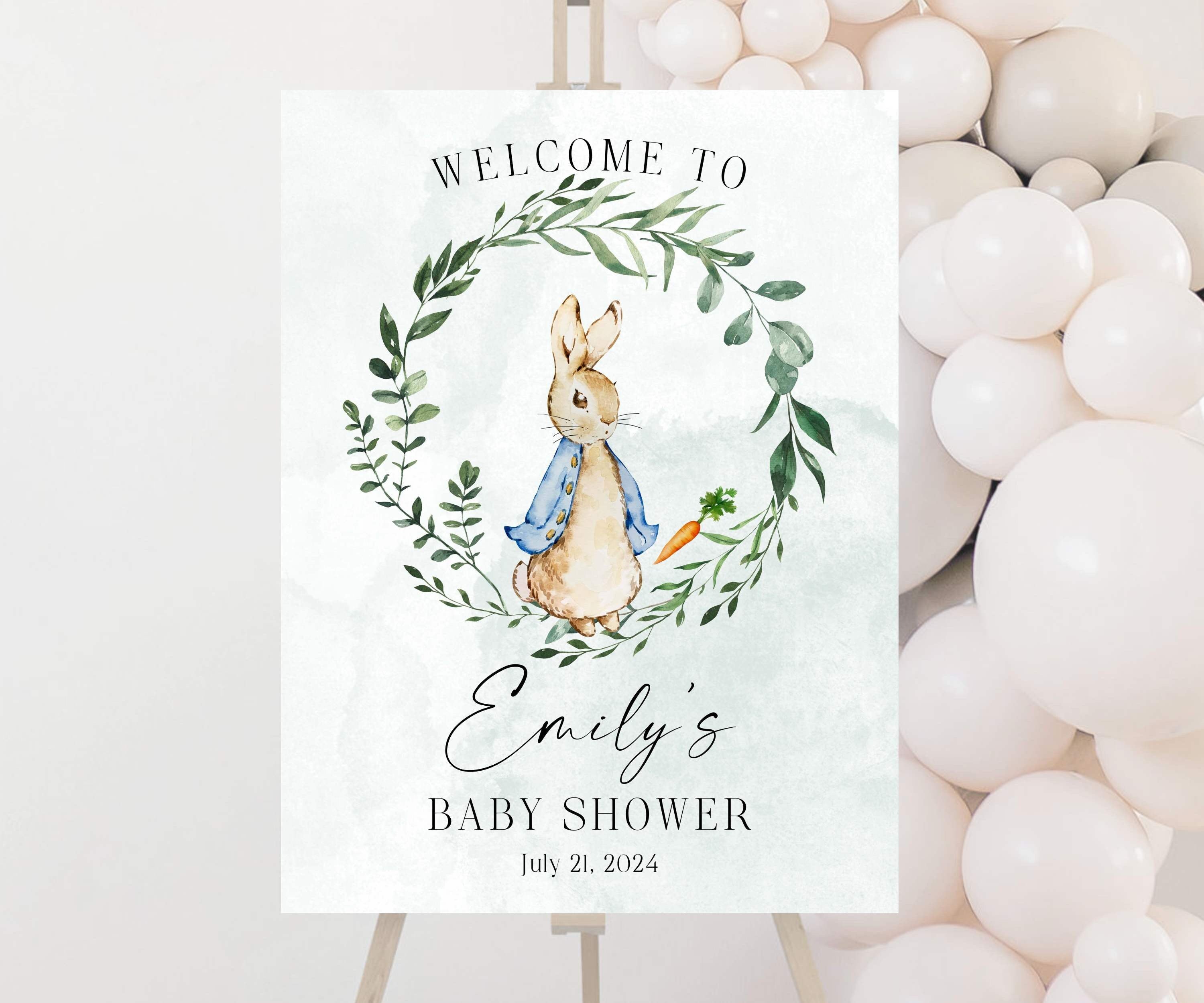 Vintage Rabbit Baby Shower Welcome Sign, Some Bunny Shower Poster, Sage Green Printed Foam Board, Neutral Baby Sprinkle, Storybook Sign