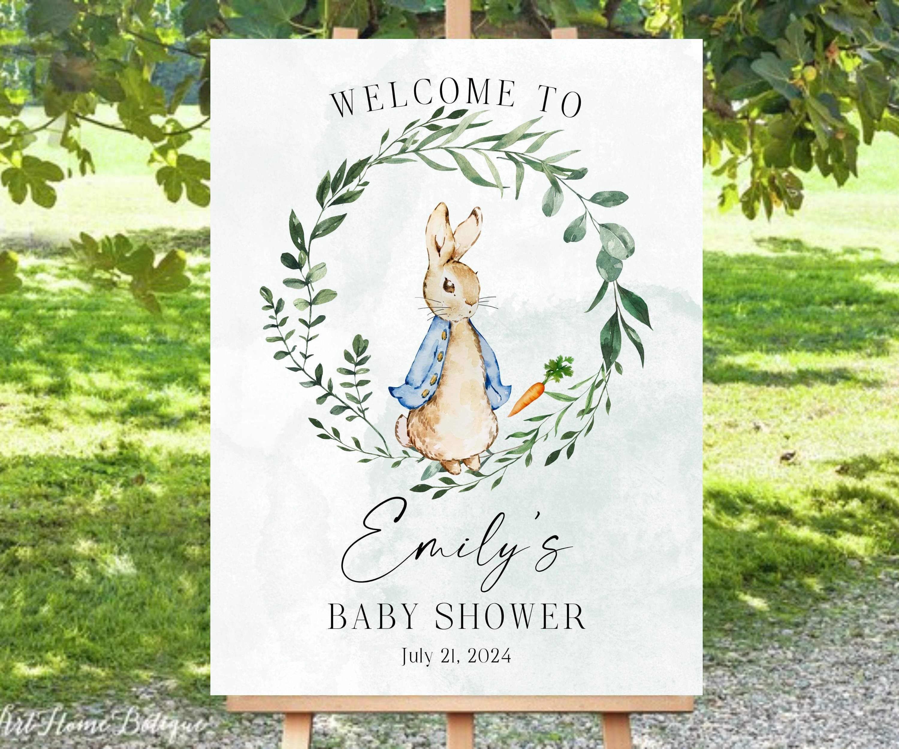 Vintage Rabbit Baby Shower Welcome Sign, Some Bunny Shower Poster, Sage Green Printed Foam Board, Neutral Baby Sprinkle, Storybook Sign