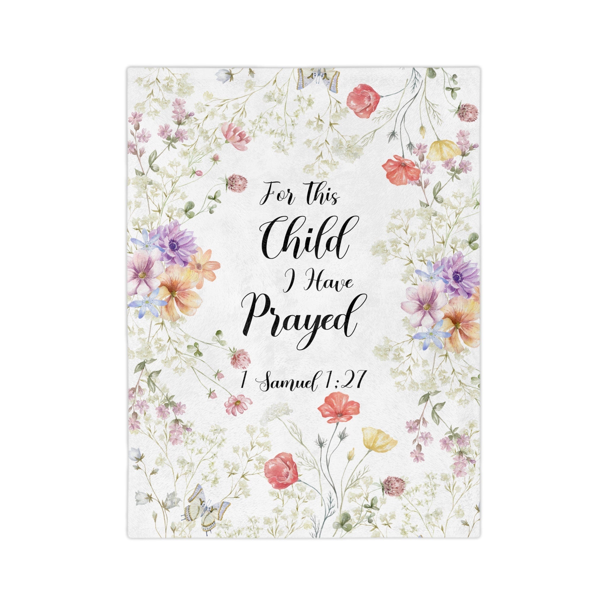 Christian Bible Verse Blanket, Jesus Baby Blanket, Scripture Bible Throw, Mothers Day Gift, Blessing Blanket, For this Child I Have Prayed