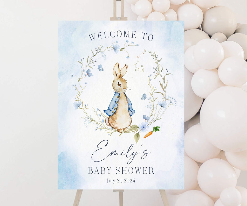Storybook Rabbit Baby Shower Welcome Sign, Some Bunny Rabbit Party Poster, Classic Rabbit Baby Sprinkle Sign, A Little Bunny is on the Way
