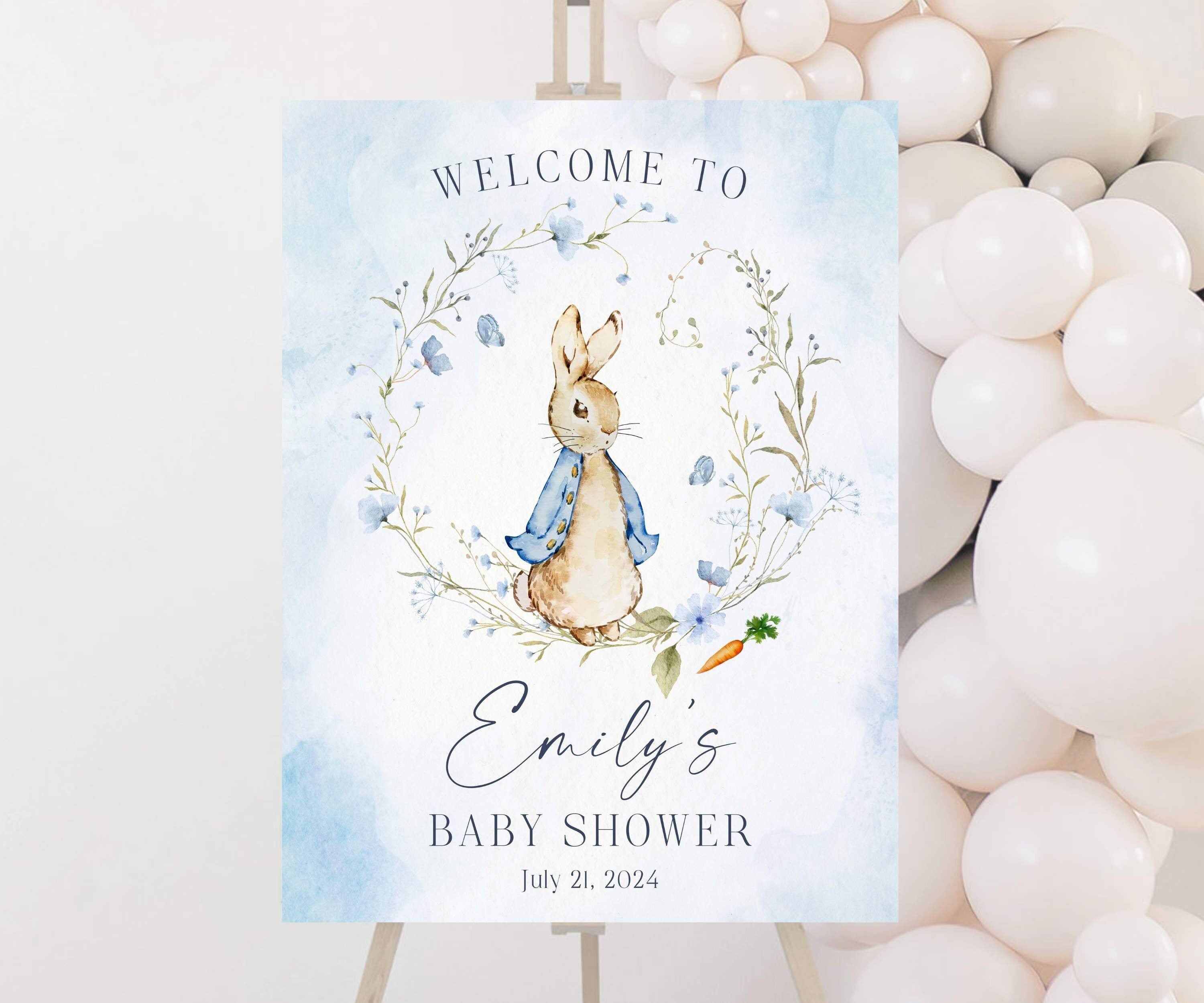 Storybook Rabbit Baby Shower Welcome Sign, Some Bunny Rabbit Party Poster, Classic Rabbit Baby Sprinkle Sign, A Little Bunny is on the Way