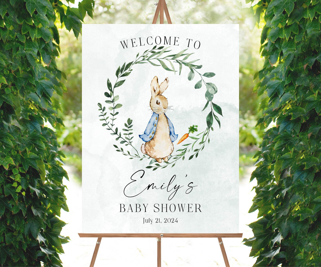 Vintage Rabbit Baby Shower Welcome Sign, Some Bunny Shower Poster, Sage Green Printed Foam Board, Neutral Baby Sprinkle, Storybook Sign