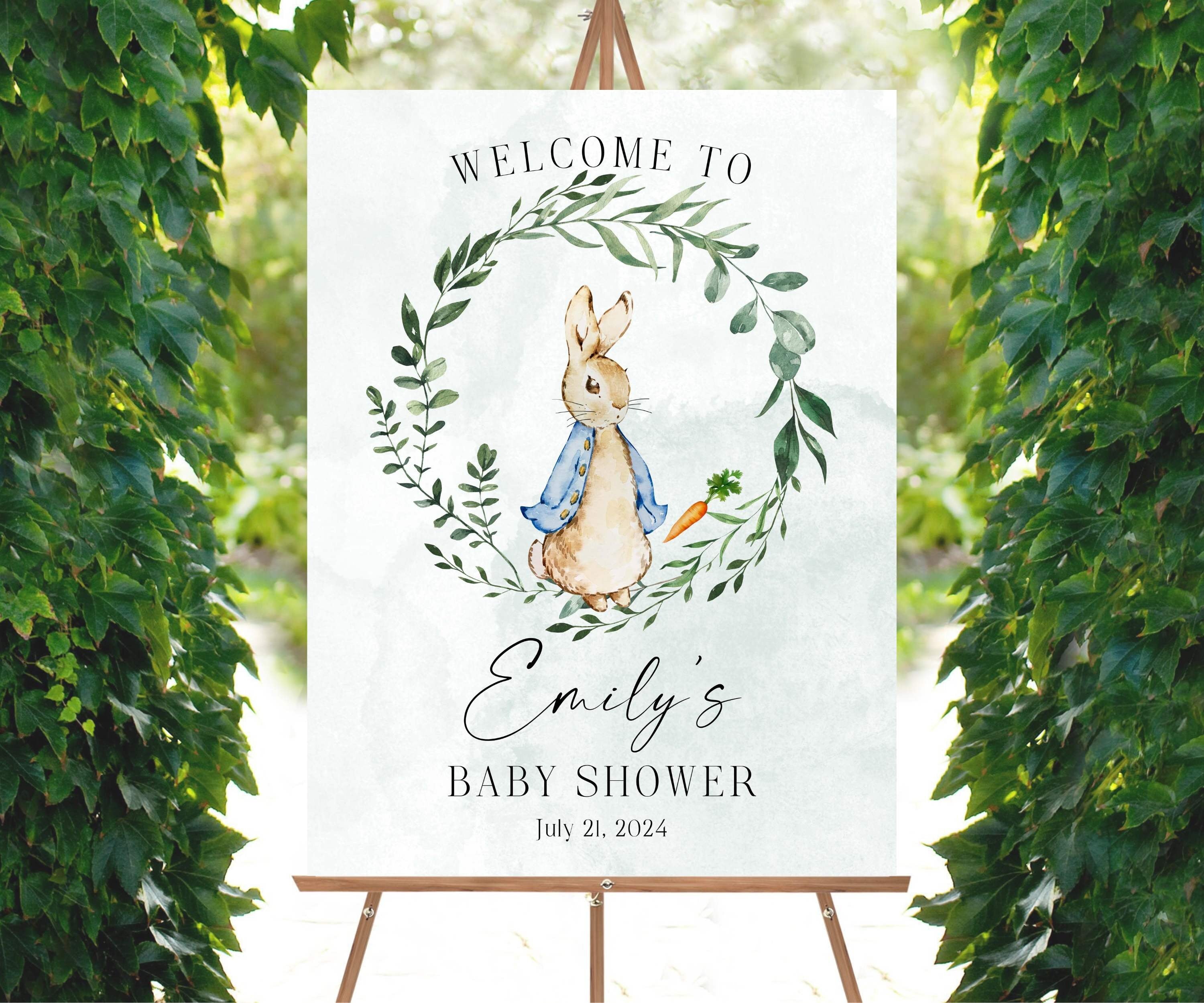 Vintage Rabbit Baby Shower Welcome Sign, Some Bunny Shower Poster, Sage Green Printed Foam Board, Neutral Baby Sprinkle, Storybook Sign