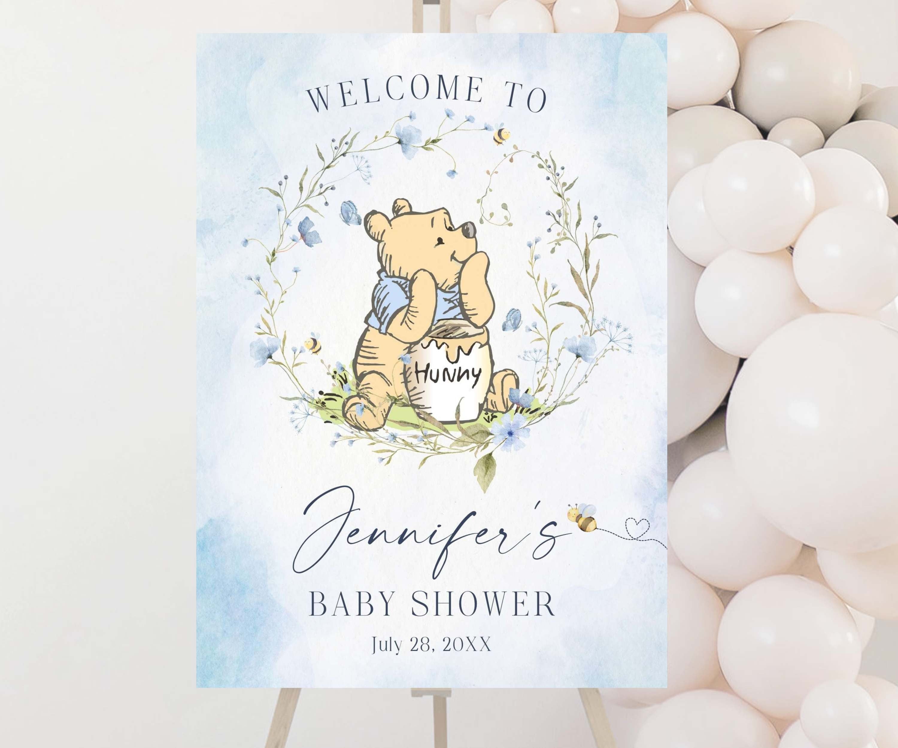 Storybook Bear Baby Shower Welcome Sign, Blue Floral Wildflower Foam Board, Vintage Bear Baby Sprinkle Poster, Baby Shower Decor