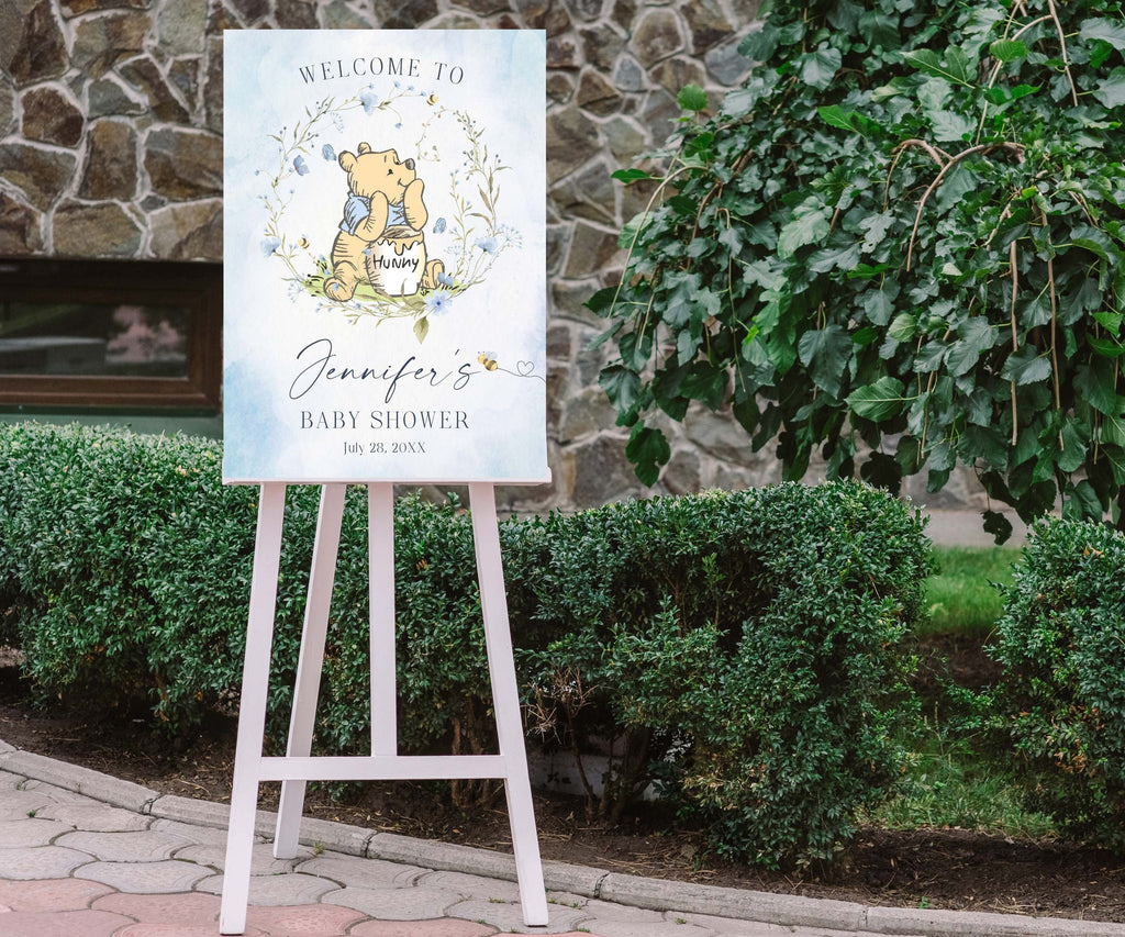 Storybook Bear Baby Shower Welcome Sign, Blue Floral Wildflower Foam Board, Vintage Bear Baby Sprinkle Poster, Baby Shower Decor