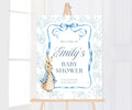 Vintage Rabbit Baby Shower Welcome Sign, Blue Bow Party Poster, A Bunny is on the Way Decor, Boy Baby Sprinkle, PRINTED + SHIPPED