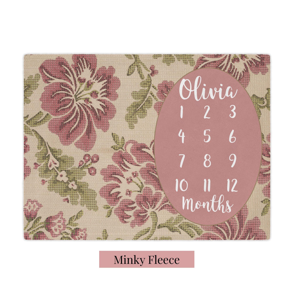 Wild flower Baby Milestone Woven Blanket, Personalized Calendar Monthly Growth Mat, Boho Floral Month Newborn Blanket, Baby Shower Gift