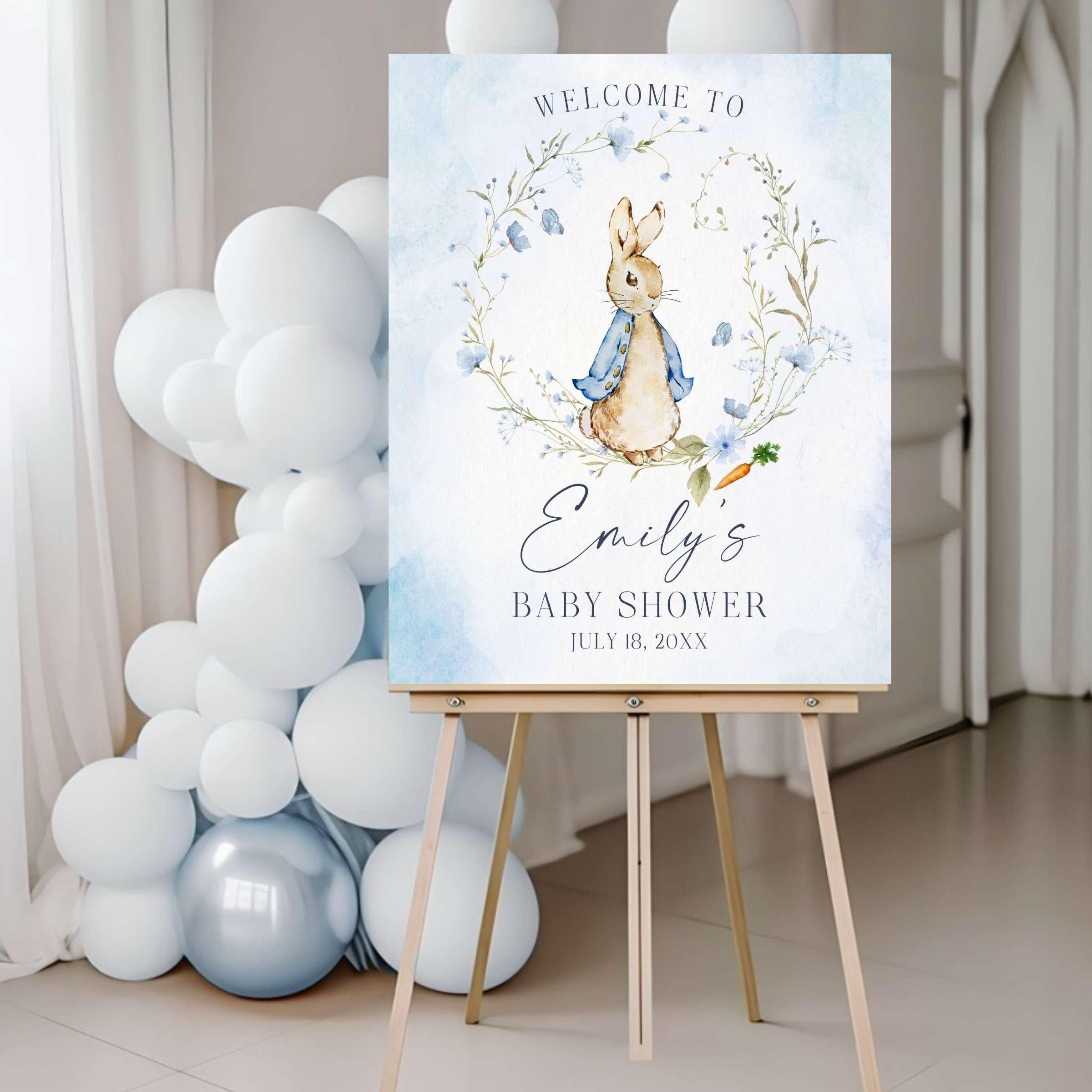 Storybook Rabbit Baby Shower Welcome Sign, Some Bunny Rabbit Party Poster, Classic Rabbit Baby Sprinkle Sign, A Little Bunny is on the Way