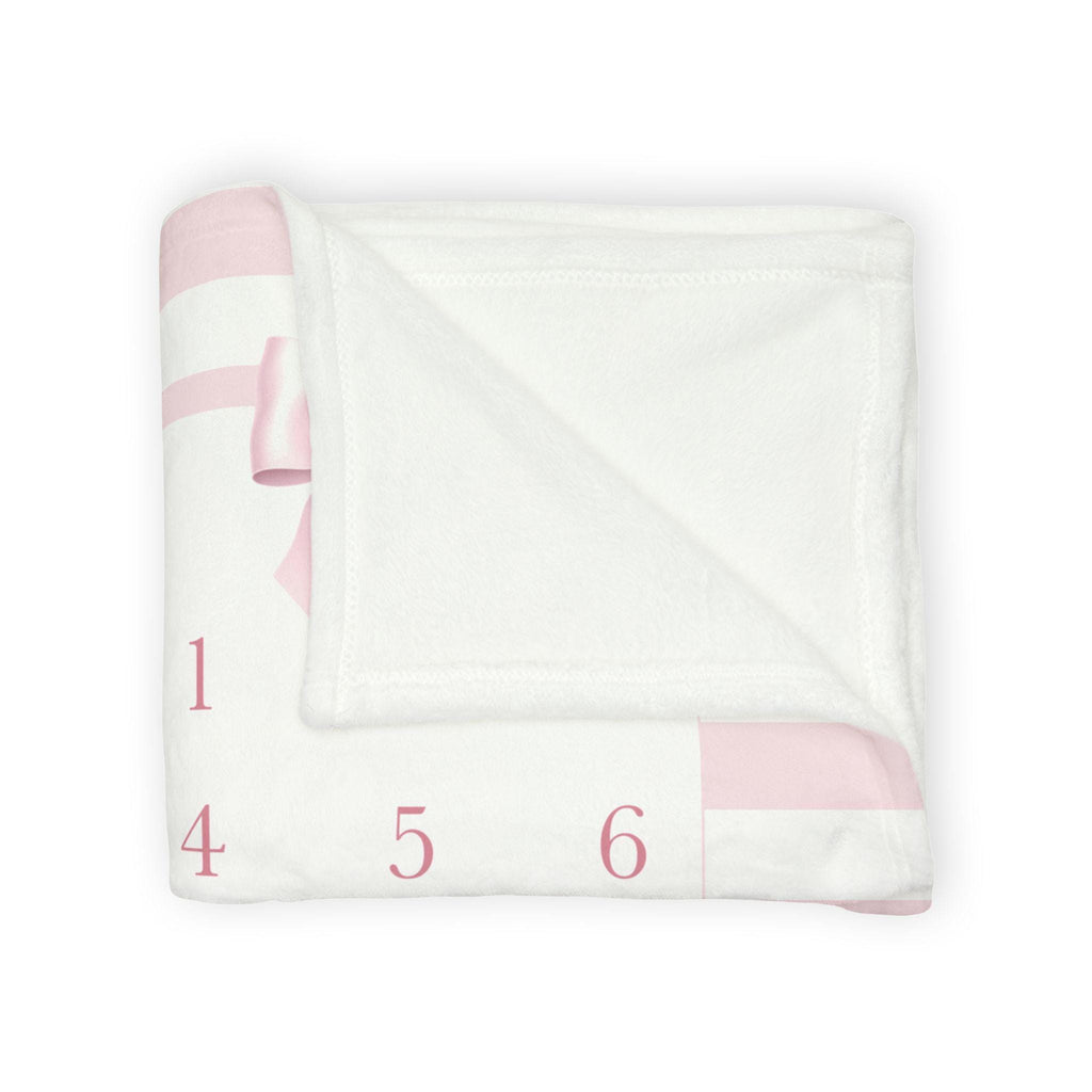 Pink Bow Milestone Blanket, Pink Striped Baby Girl Month Blanket, Newborn Monthly Growth, Coquette Nursery Decor, Personalized Baby Gift
