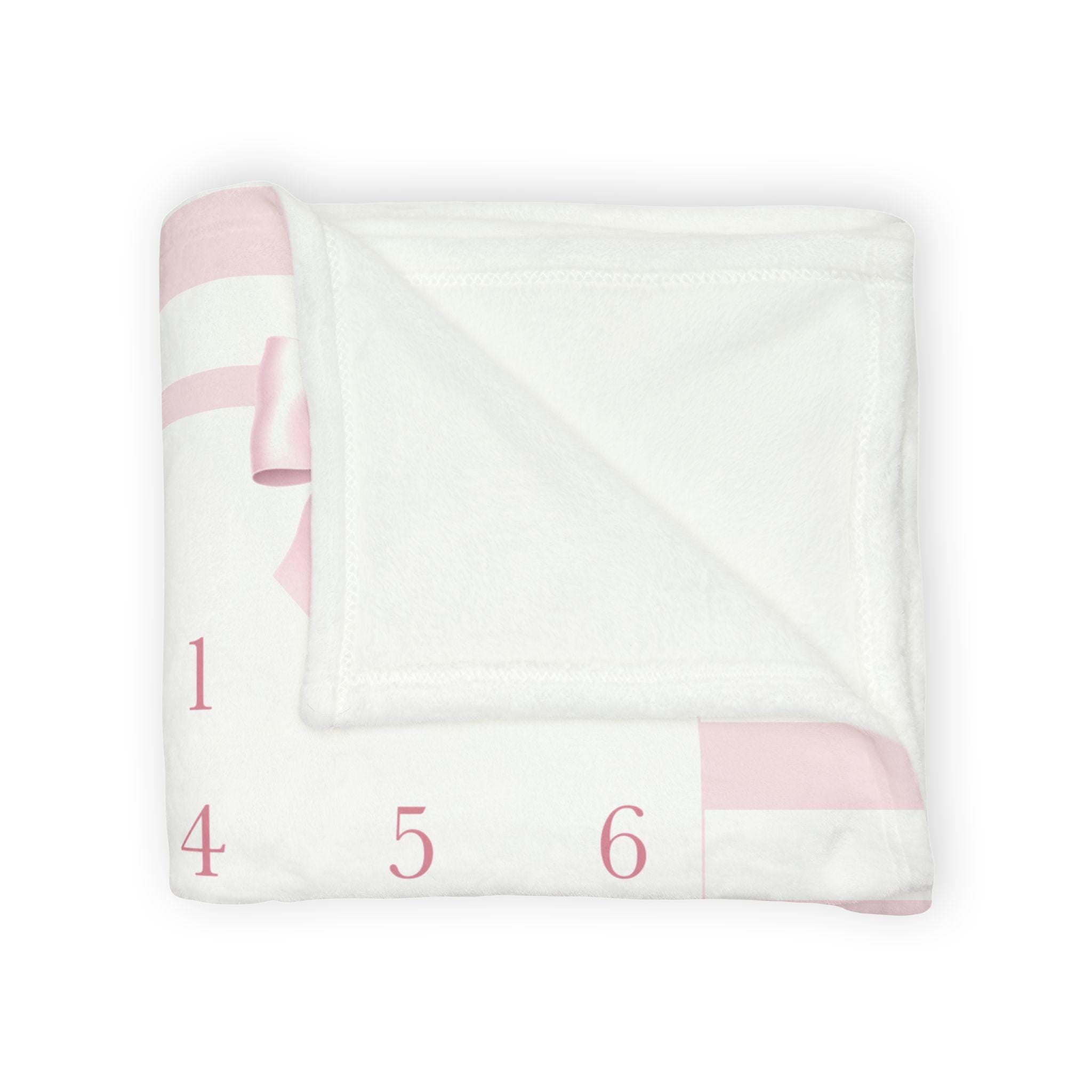 Pink Bow Milestone Blanket, Pink Striped Baby Girl Month Blanket, Newborn Monthly Growth, Coquette Nursery Decor, Personalized Baby Gift