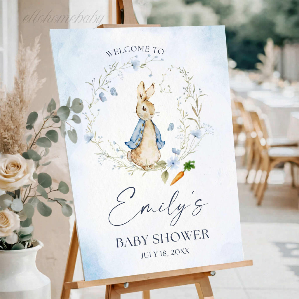 Storybook Rabbit Baby Shower Welcome Sign, Some Bunny Rabbit Party Poster, Classic Rabbit Baby Sprinkle Sign, A Little Bunny is on the Way