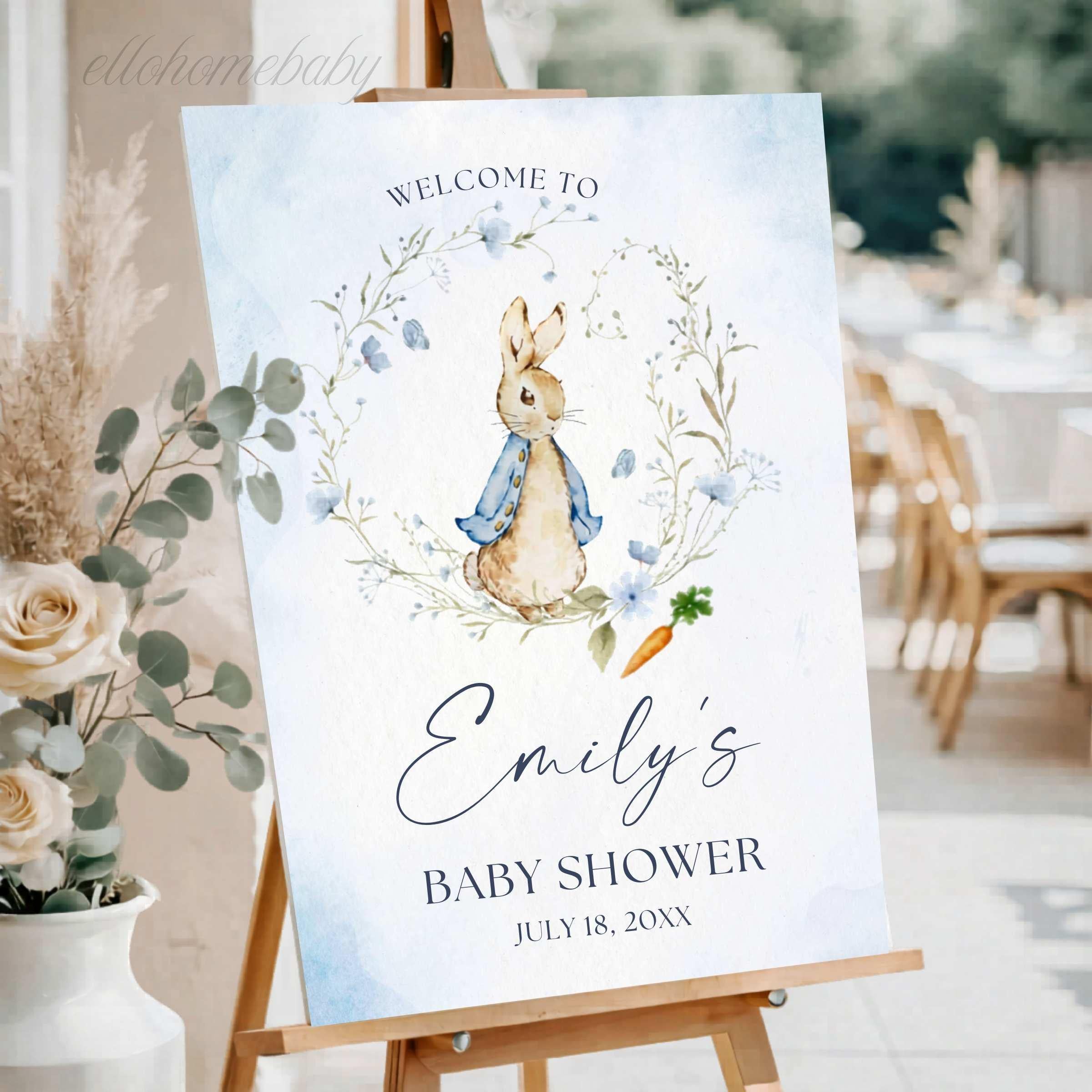 Storybook Rabbit Baby Shower Welcome Sign, Some Bunny Rabbit Party Poster, Classic Rabbit Baby Sprinkle Sign, A Little Bunny is on the Way