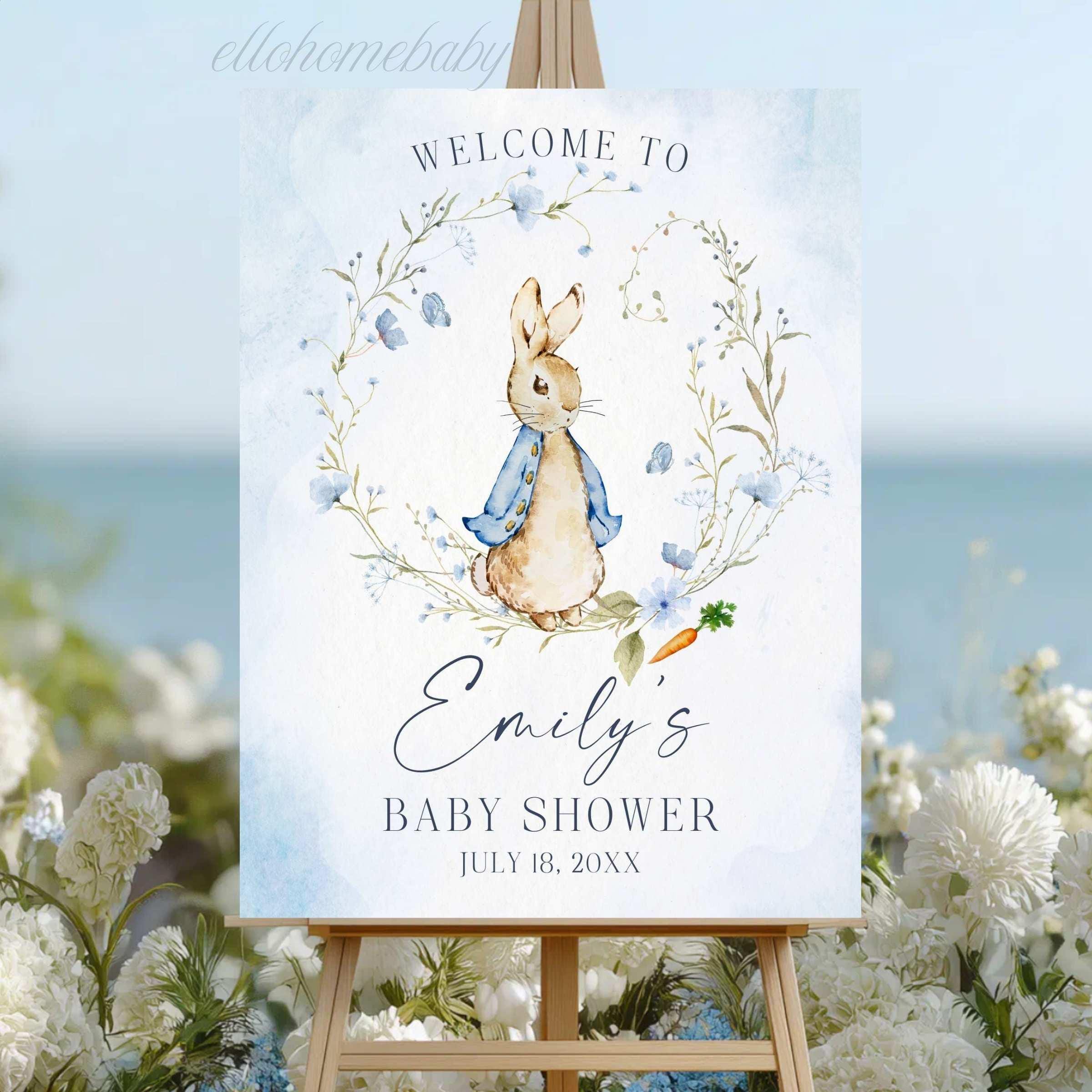 Storybook Rabbit Baby Shower Welcome Sign, Some Bunny Rabbit Party Poster, Classic Rabbit Baby Sprinkle Sign, A Little Bunny is on the Way