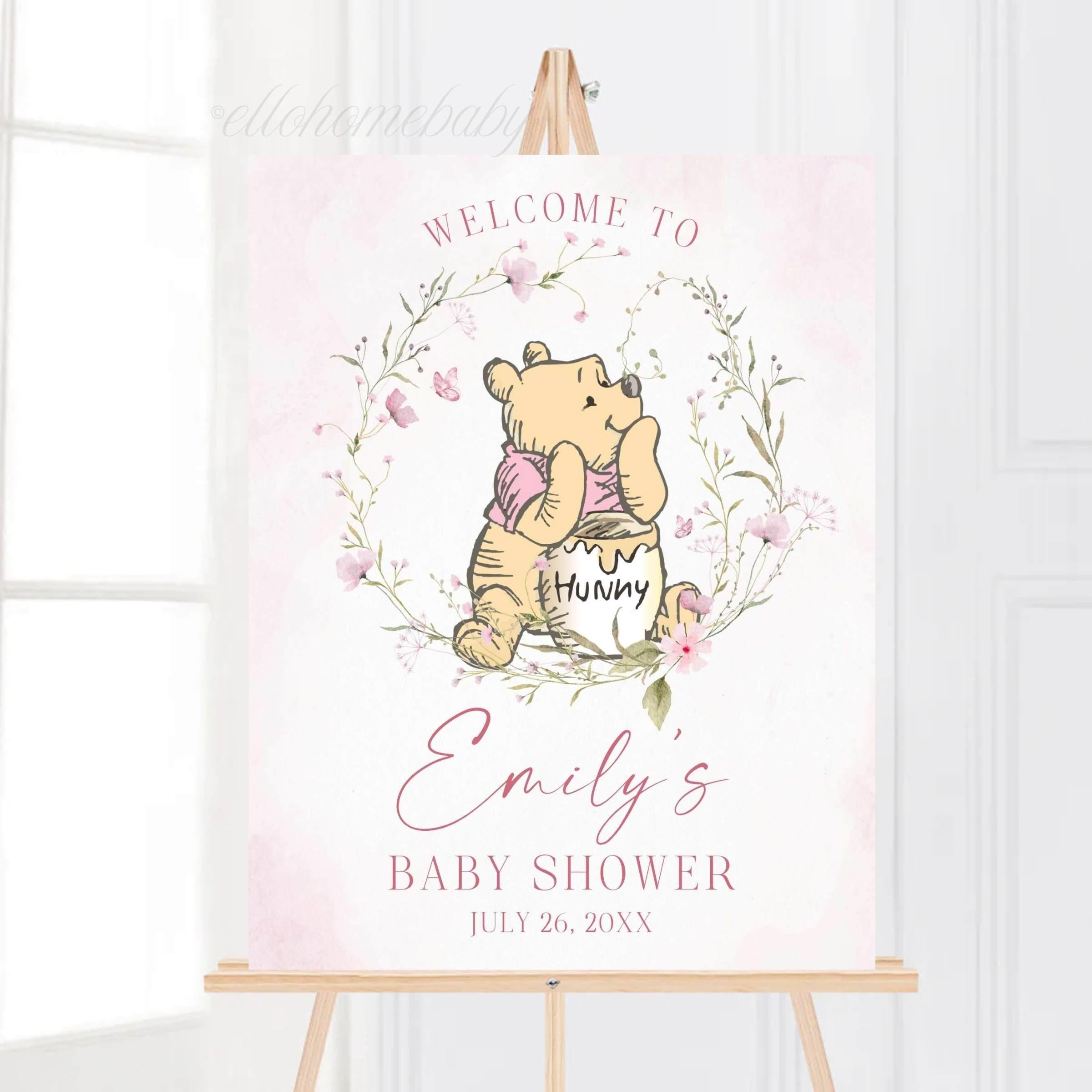 Storybook Bear Baby Shower Welcome Sign, Blue Floral Wildflower Foam Board, Vintage Bear Baby Sprinkle Poster, Baby Shower Decor